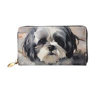 LHCVSFGW Portefeuille en cuir pour homme et femme - Portefeuille ultra fin avec porte-cartes de crédit Shih Tzu - Noir - Taille unique, Noir , Taille unique