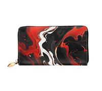 LHCVSFGW Portefeuille en cuir pour homme et femme - Portefeuille ultra fin avec porte-cartes de crédit - Marbré noir et rouge - Taille unique, Noir , Taille unique