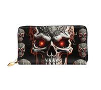 LHCVSFGW Portefeuille en cuir pour homme et femme - Portefeuille ultra fin avec porte-cartes de crédit - Motif tête de mort maléfique - Noir - Taille unique, Noir , Taille unique