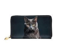 LHCVSFGW Portefeuille en cuir pour homme et femme - Portefeuille ultra fin avec porte-cartes de crédit - Chat sur table - Noir - Taille unique, Noir , Taille unique