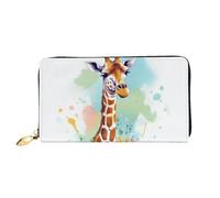 LHCVSFGW Portefeuille en cuir pour homme et femme - Portefeuille ultra fin avec porte-cartes de crédit - Illustration artistique de girafe - Noir - Taille unique, Noir , Taille unique