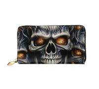 LHCVSFGW Portefeuille en cuir pour homme et femme - Portefeuille ultra fin avec porte-cartes de crédit - Motif tête de mort - Noir - Taille unique, Noir , Taille unique
