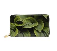 LHCVSFGW Portefeuille en cuir pour homme et femme - Portefeuille ultra fin avec porte-cartes de crédit - Feuilles d'Hosta humides - Noir - Taille unique, Noir , Taille unique