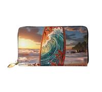 LHCVSFGW Portefeuille en cuir pour homme et femme - Portefeuille ultra fin avec porte-cartes de crédit - Planche de surf colorée - Noir - Taille unique, Noir , Taille unique