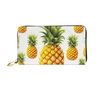 LHCVSFGW Portefeuille en cuir pour homme et femme - Portefeuille ultra fin avec porte-cartes de crédit - Ananas jaune - Noir - Taille unique, Noir , Taille unique