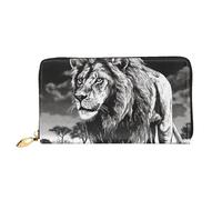LHCVSFGW Portefeuille en cuir pour homme et femme - Portefeuille ultra fin avec porte-cartes de crédit - Illustration lion noir et blanc - Noir et blanc - Taille unique, Noir , Taille unique