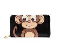 LHCVSFGW Portefeuille en cuir pour homme et femme - Portefeuille ultra fin avec porte-cartes de crédit - Motif singe marron - Noir - Taille unique, Noir , Taille unique