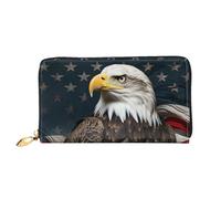 LHCVSFGW Portefeuille en cuir pour homme et femme - Portefeuille ultra fin avec porte-cartes de crédit - Aigle chauve américain - Noir - Taille unique, Noir , Taille unique
