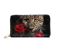 LHCVSFGW Portefeuille en cuir pour homme et femme - Portefeuille ultra fin avec porte-cartes de crédit - Léopard rose - Noir - Taille unique, Noir , Taille unique