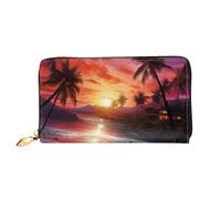 LHCVSFGW Portefeuille en cuir pour homme et femme - Portefeuille ultra fin - Porte-cartes de crédit coloré - Coucher de soleil tropical - Noir - Taille unique, Noir , Taille unique