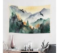 LHCVSFGW Tapisserie murale aquarelle d'oiseaux de montagne, tentures murales esthétiques pour chambre à coucher, décoration murale, affiches modernes, toile de fond personnalisée amusante pour maison,