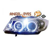LHD Phares Projecteur Paire Angel Eyes Chrome Clair Pour BMW 3 Série E90 91