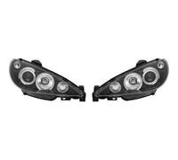 LHD Phares Projecteur Paire Angel Eyes Noir Clair pour Peugeot 206 206CC 98-08