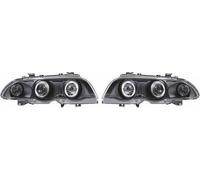 LHD Phares Projecteur Paire Angel Eyes Noir pour BMW 3 Series E46 Saloon 98-01