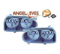 LHD Phares Projecteur Paire Angel Eyes Transparent Noir H7 Pour VW Golf III