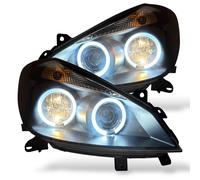 LHD Phares Projecteur Paire LED Angel Eyes Noir Pour Renault Clio 2005-09
