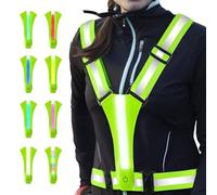 Lhdfyqt Gilet Velo Clignotant, Gilet Reflechissant Vélo LED, Gilet de Sécurité avec Indicateur de Sécurité, LED Sécurité Rechargeable USB, Reflective Vest, 8 Modes D'éclairage, pour Jogging, Randonnée