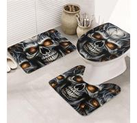 LHDGBNV Cool Evil Lot de 3 tapis de salle de bain antidérapants avec contour en forme de U, en microfibre absorbante et lavable pour décoration de baignoire/douche