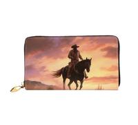 LHDGBNV Cowboy West Portefeuille en cuir pour femme avec fermeture éclair et porte-monnaie de voyage pour femme, noir, taille unique, décontracté, Noir , Taille unique, Décontracté