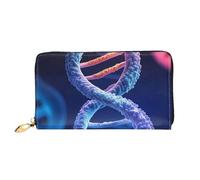 LHDGBNV Dna Genetic Helix Portefeuille en cuir pour femme avec fermeture éclair sur le pourtour, grand porte-cartes de crédit avec support pour téléphone, porte-monnaie de voyage, noir, taille unique