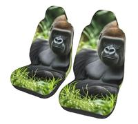 LHDGBNV Gorilla in The Grass Lot de 2 housses de siège avant de voiture, élastiques, respirantes, douces et confortables, ajustement universel pour la plupart des SUV, berlines, camions