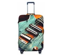 LHDGBNV Housse de bagage de voyage avec motifs de guitare musicale - Lavable - Élastique - Anti-rayures - Convient aux valises de 45,7 à 81,3 cm, Noir , S