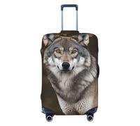 LHDGBNV Housse de protection pour valise de voyage avec motif loup sauvage gris sauvage, lavable, élastique, anti-rayures, convient aux valises de 45,7 à 81,3 cm, Noir , XL