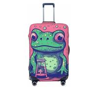 LHDGBNV Housse de protection pour valise de voyage en forme de grenouille qui regarde une bouteille lavable et élastique anti-rayures pour valise de 45,7 à 81,3 cm, Noir , M