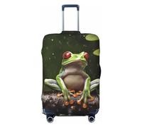 LHDGBNV Housse de protection pour valise de voyage motif grenouille d'arbre de la paix, lavable, élastique, anti-rayures, convient aux valises de 45,7 à 81,3 cm, Noir , L