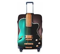 LHDGBNV Housse de protection pour valise de voyage motif guitare vert musique, lavable, élastique, anti-rayures, housse de protection pour valises de 45,7 à 81,3 cm, Noir , S