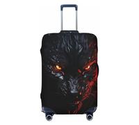 LHDGBNV Housse de protection pour valise, motif loup noir aux yeux rouges, lavable, élastique, anti-rayures, convient aux valises de 45,7 à 81,3 cm, Noir , L