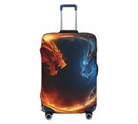LHDGBNV Housse de protection pour valises de voyage motif dragons du feu et de glace - Lavable - Élastique - Anti-rayures - Convient aux valises de 45,7 à 81,3 cm, Noir , XL