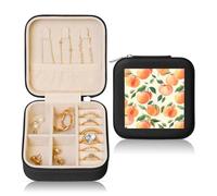 LHDGBNV Peach Boîte à bijoux de voyage en cuir pour femme Bagues Colliers Cadeaux Noir