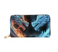 LHDGBNV Portefeuille en cuir Ice And Fire Dragons pour femme avec fermeture éclair et porte-monnaie de voyage pour femme, noir, taille unique, décontracté, Noir , Taille unique, Décontracté