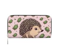 LHDGBNV Portefeuille en cuir synthétique pour femme et fille, fermeture éclair autour du porte-carte de crédit, motif hérisson, sac à main de voyage imperméable