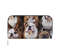 LHDGBNV Portefeuille en cuir synthétique pour femme et fille, fermeture éclair autour du porte-cartes de crédit, motif bouledogues anglais, sac à main de voyage imperméable