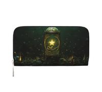 LHDGBNV Portefeuille en cuir synthétique pour femme et fille, fermeture éclair autour du porte-cartes de crédit, étoile brillante, sac à main de voyage imperméable