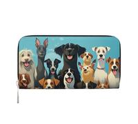 LHDGBNV Portefeuille en cuir synthétique pour femme et fille, fermeture éclair autour du porte-cartes de crédit, un grand groupe de chiens, sac à main de voyage imperméable