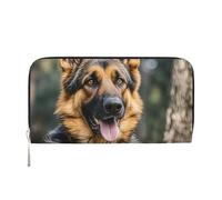 LHDGBNV Portefeuille en cuir synthétique pour femme et fille, fermeture éclair autour du porte-cartes de crédit, berger allemand, sac à main de voyage imperméable