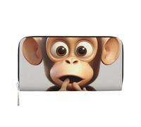LHDGBNV Portefeuille en cuir synthétique pour femme et fille, fermeture éclair autour du porte-cartes de crédit, le singe silencieux, sac à main de voyage imperméable