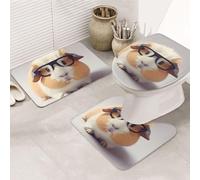 LHDGBNV Smiling Lot de 3 tapis de salle de bain antidérapants avec contour en forme de U - En microfibre absorbante et lavable