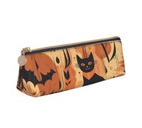 LHDGBNV Trousse à crayons en cuir, élégante trousse à crayons fine avec fermeture éclair, orange vif Nightmare Trousse de maquillage pour le travail et le bureau