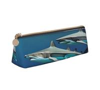 LHDGBNV Trousse à crayons en cuir, élégante trousse à crayons fine avec fermeture éclair, requins marteaux, trousse de maquillage pour le travail et le bureau