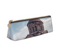 LHDGBNV Trousse à crayons en cuir, élégante trousse à crayons fine avec fermeture éclair, trousse de maquillage pour église arménienne, trousse de maquillage pour le travail et le bureau