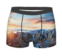 LHDGBWC Boxer pour homme ultra doux brossé extensible Motif horizon de New York, Noir/blanc, S