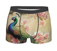 LHDGBWC Boxer pour homme ultra doux brossé extensible Motif paon oriental sur arbre à fleurs, Noir/blanc, S