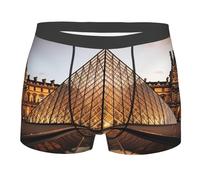 LHDGBWC Boxer pour homme ultra doux brossé extensible Musée du Louvre à Paris, Noir/blanc, XXL