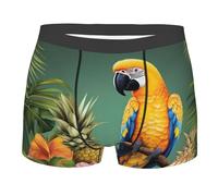 LHDGBWC Boxer pour homme ultra doux brossé extensible pour l'été perroquet ananas oiseau, noir, Small