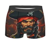 LHDGBWC Boxer pour homme ultra doux brossé stretch boxer pirate Captain Boxer pour homme, Noir/blanc, L