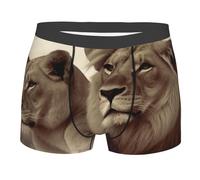LHDGBWC Caleçons boxeurs pour homme - Ultra doux - Brossé - Extensible - Lion africain et lionne, Noir/blanc, M